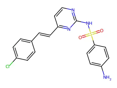 4-amino-N-[4-[(E)-2-(4-chlorophenyl)ethenyl]pyrimidin-2-yl]benzenesulfonamide structure