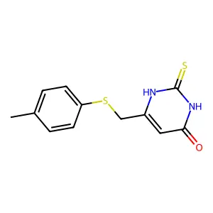 2-Mercapto-6-{[(4-methylphenyl)thio]-methyl}pyrimidin-4(3H)-one structure