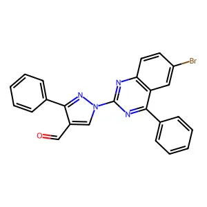 1-(6-bromo-4-phenylquinazolin-2-yl)-3-phenyl-1H-pyrazole-4-carbaldehyde structure