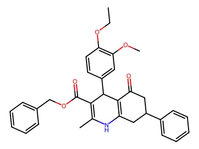 benzyl 4-(4-ethoxy-3-methoxyphenyl)-2-methyl-5-oxo-7-phenyl-1,4,5,6,7,8-hexahydroquinoline-3-carboxylate structure