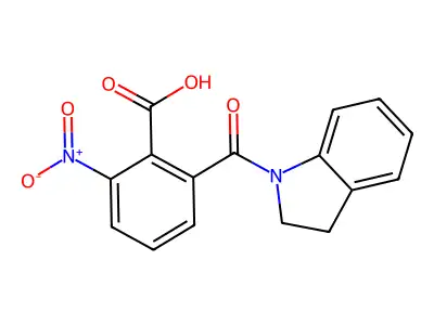 2-(2,3-dihydro-1H-indol-1-ylcarbonyl)-6-nitrobenzoic acid structure