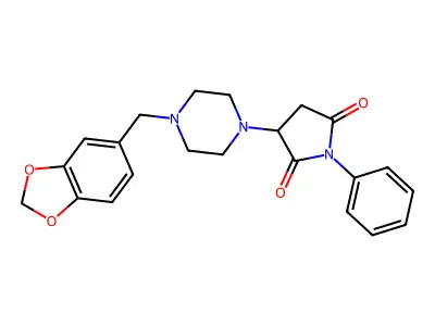 3-[4-(1,3-Benzodioxol-5-ylmethyl)piperazin-1-yl]-1-phenylpyrrolidine-2,5-dione structure