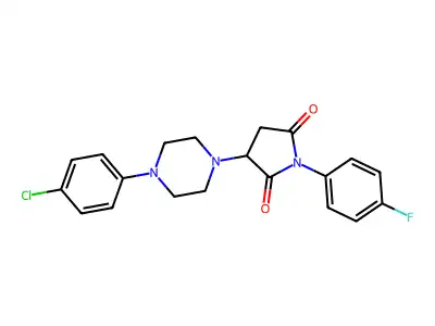 3-[4-(4-Chlorophenyl)piperazin-1-yl]-1-(4-fluorophenyl)pyrrolidine-2,5-dione structure
