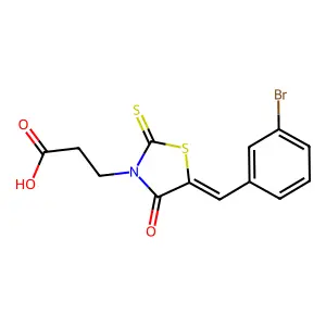 (Z)-3-(5-(3-bromobenzylidene)-4-oxo-2-thioxothiazolidin-3-yl)propanoic acid structure