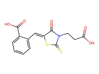 5-[(2-Carboxyphenyl)methylene]-4-oxo-2-thioxo-3-thiazolidinepropanoic acid structure