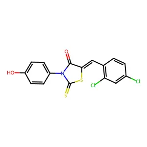 (Z)-5-(2,4-dichlorobenzylidene)-3-(4-hydroxyphenyl)-2-thioxothiazolidin-4-one structure