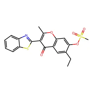 3-(benzo[d]thiazol-2-yl)-6-ethyl-2-methyl-4-oxo-4H-chromen-7-yl methanesulfonate structure
