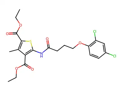 diethyl 5-{[4-(2,4-dichlorophenoxy)butanoyl]amino}-3-methylthiophene-2,4-dicarboxylate structure