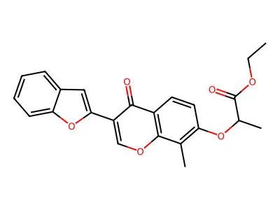 ethyl 2-((3-(benzofuran-2-yl)-8-methyl-4-oxo-4H-chromen-7-yl)oxy)propanoate structure