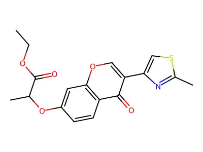 ethyl 2-((3-(2-methylthiazol-4-yl)-4-oxo-4H-chromen-7-yl)oxy)propanoate structure