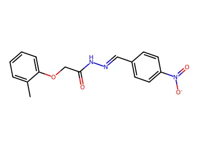 2-(2-methylphenoxy)-N-[(4-nitrophenyl)methylideneamino]acetamide structure