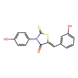 (5Z)-5-(3-hydroxybenzylidene)-3-(4-hydroxyphenyl)-2-thioxo-1,3-thiazolidin-4-one structure