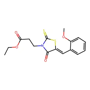 (Z)-ethyl 3-(5-(2-methoxybenzylidene)-4-oxo-2-thioxothiazolidin-3-yl)propanoate structure