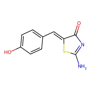 (5E)-5-(4-hydroxybenzylidene)-2-imino-1,3-thiazolidin-4-one structure