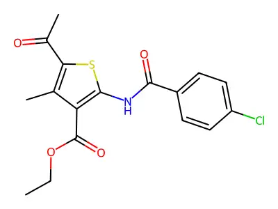 Ethyl 5-acetyl-2-[(4-chlorobenzoyl)amino]-4-methylthiophene-3-carboxylate structure