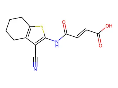 4-[(3-Cyano-4,5,6,7-tetrahydrobenzothiophen-2-yl)amino]-4-oxo-but-2-enoic acid structure