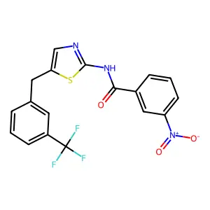 3-nitro-N-(5-(3-(trifluoromethyl)benzyl)thiazol-2-yl)benzamide structure