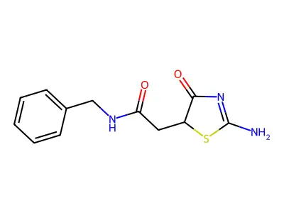 N-benzyl-2-(2-imino-4-oxo-1,3-thiazolidin-5-yl)acetamide structure