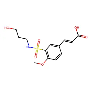 (E)-3-(3-(N-(3-hydroxypropyl)sulfamoyl)-4-methoxyphenyl)acrylic acid structure