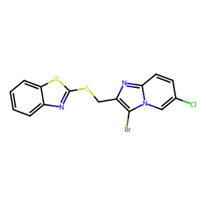 2-(((3-Bromo-6-chloroimidazo[1,2-a]pyridin-2-yl)methyl)thio)benzo[d]thiazole structure