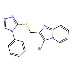 3-bromo-2-(((4-phenyl-4H-1,2,4-triazol-3-yl)thio)methyl)imidazo[1,2-a]pyridine structure