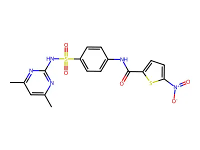 N-(4-(N-(4,6-dimethylpyrimidin-2-yl)sulfamoyl)phenyl)-5-nitrothiophene-2-carboxamide structure