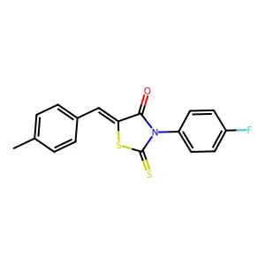 (5Z)-3-(4-fluorophenyl)-5-(4-methylbenzylidene)-2-thioxo-1,3-thiazolidin-4-one structure