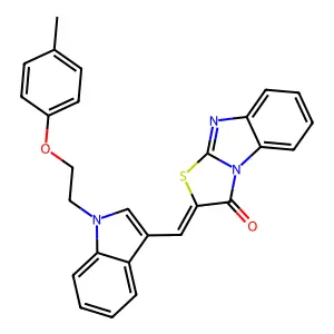 (2Z)-2-[[1-[2-(4-methylphenoxy)ethyl]indol-3-yl]methylidene]-[1,3]thiazolo[3,2-a]benzimidazol-1-one structure