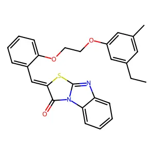 (2Z)-2-[[2-[2-(3-ethyl-5-methylphenoxy)ethoxy]phenyl]methylidene]-[1,3]thiazolo[3,2-a]benzimidazol-1-one structure