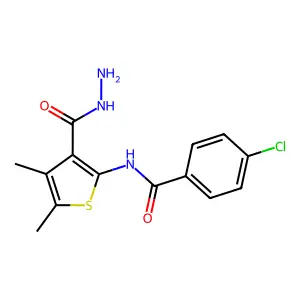 4-chloro-N-[3-(hydrazinecarbonyl)-4,5-dimethylthiophen-2-yl]benzamide structure