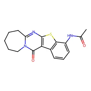 N-(13-oxo-7,8,9,10,11,13-hexahydrobenzo[4',5']thieno[2',3':4,5]pyrimido[1,2-a]azepin-4-yl)acetamide structure