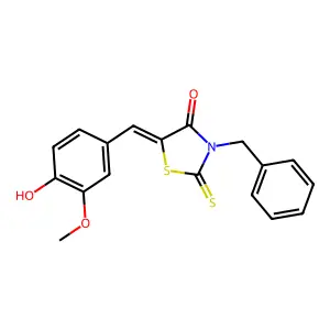 3-Benzyl-5-(4-hydroxy-3-methoxy-benzylidene)-2-thioxo-thiazolidin-4-one structure