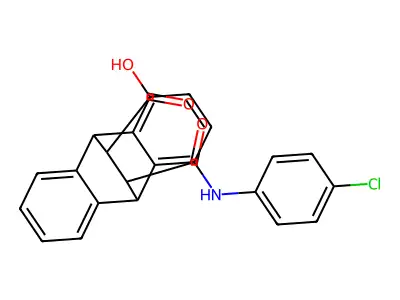 12-((4-chlorophenyl)carbamoyl)-9,10-dihydro-9,10-ethanoanthracene-11-carboxylic acid structure