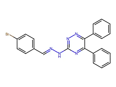 N-[(E)-(4-bromophenyl)methylideneamino]-5,6-diphenyl-1,2,4-triazin-3-amine structure