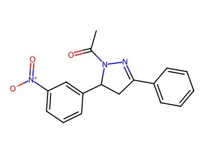 1-[3-(3-Nitrophenyl)-5-phenyl-3,4-dihydropyrazol-2-yl]ethanone structure