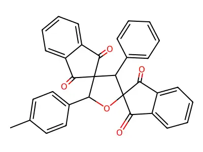 5'-(4-methylphenyl)-3'-phenyldispiro[indene-2,2'-furan-4',2''-indene]-1,1'',3,3''-tetrone structure
