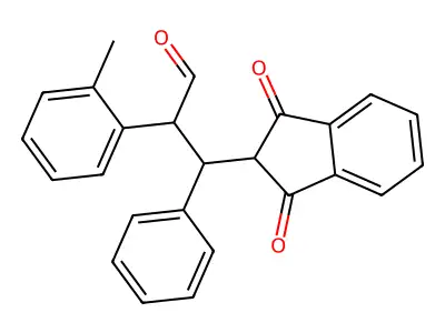 3-(1,3-dioxo-2,3-dihydro-1H-inden-2-yl)-2-(2-methylphenyl)-3-phenylpropanal structure