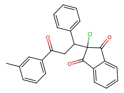 2-Chloro-2-[3-(3-methylphenyl)-3-oxo-1-phenylpropyl]indene-1,3-dione structure
