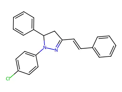 2-(4-chlorophenyl)-3-phenyl-5-[(E)-2-phenylethenyl]-3,4-dihydropyrazole structure