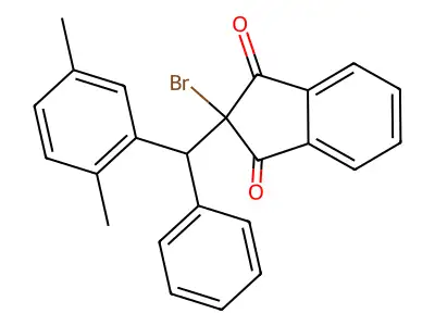 2-bromo-2-[(2,5-dimethylphenyl)(phenyl)methyl]-1H-indene-1,3(2H)-dione structure