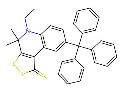 5-ethyl-4,4-dimethyl-8-trityl-4,5-dihydro-1H-[1,2]dithiolo[3,4-c]quinoline-1-thione structure