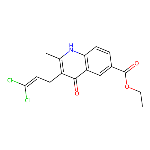 Ethyl 3-(3,3-dichloroallyl)-4-hydroxy-2-methylquinoline-6-carboxylate structure