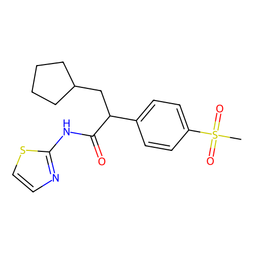 3-Cyclopentyl-2-(4-methanesulfonyl-phenyl)-N-thiazol-2-yl-propionamide structure