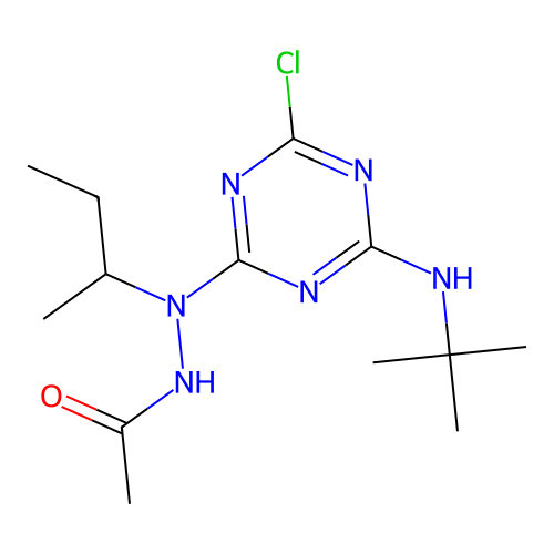 N'-(sec-Butyl)-N'-(4-(tert-butylamino)-6-chloro-1,3,5-triazin-2-yl)acetohydrazide structure