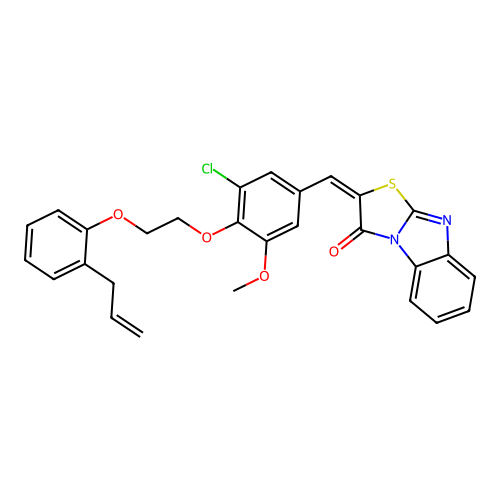(E)-2-(4-(2-(2-allylphenoxy)ethoxy)-3-chloro-5-methoxybenzylidene)benzo[4,5]imidazo[2,1-b]thiazol-3(2H)-one structure