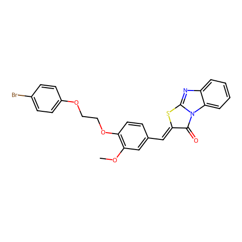 (Z)-2-(4-(2-(4-bromophenoxy)ethoxy)-3-methoxybenzylidene)benzo[4,5]imidazo[2,1-b]thiazol-3(2H)-one structure