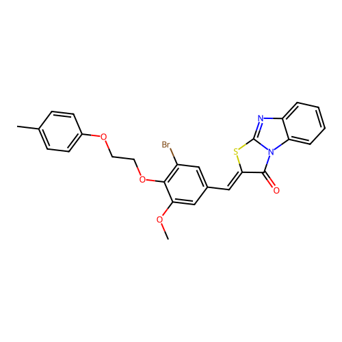 (Z)-2-(3-bromo-5-methoxy-4-(2-(p-tolyloxy)ethoxy)benzylidene)benzo[4,5]imidazo[2,1-b]thiazol-3(2H)-one structure