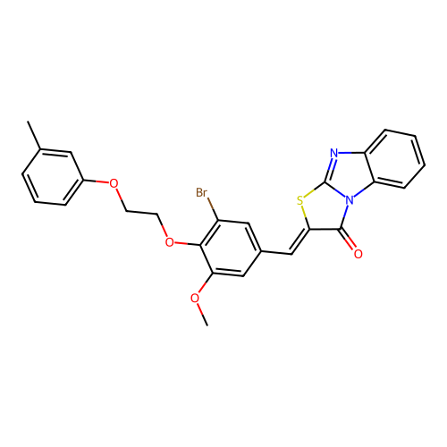 (Z)-2-(3-bromo-5-methoxy-4-(2-(m-tolyloxy)ethoxy)benzylidene)benzo[4,5]imidazo[2,1-b]thiazol-3(2H)-one structure