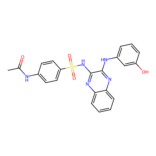 N-(4-(N-(3-((3-hydroxyphenyl)amino)quinoxalin-2-yl)sulfamoyl)phenyl)acetamide structure
