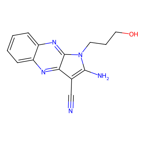 2-amino-1-(3-hydroxypropyl)-1H-pyrrolo[2,3-b]quinoxaline-3-carbonitrile structure